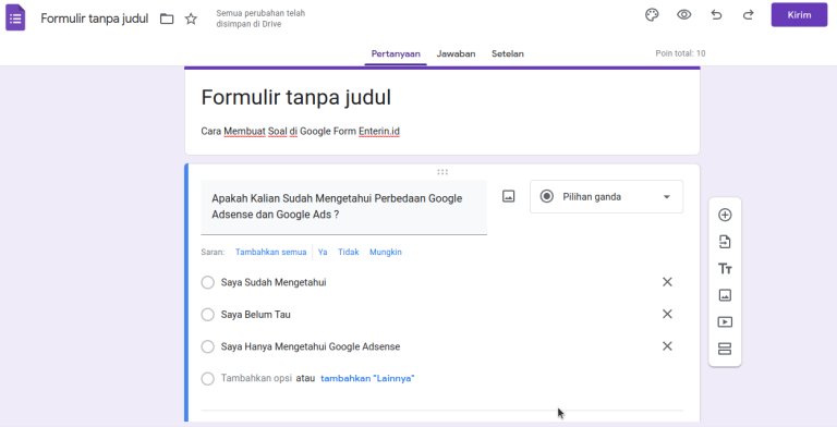 Enter Form Cara Membuat Soal di Google Form Online - Enter In